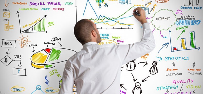 empreendedor escrevendo no quadro